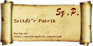 Szitár Patrik névjegykártya